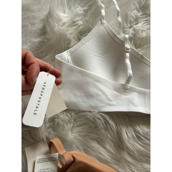 Abercrombie and Fitch and Aeropostale  size medium girls bras white and tan brow - Picture 4 of 8